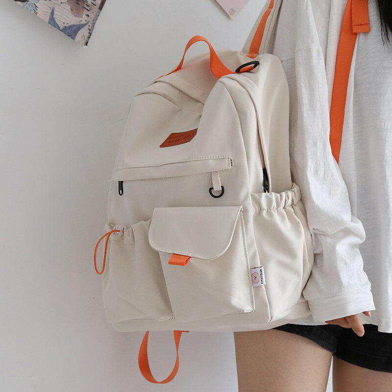 Hong Kong Mi White Day Series Collision Color Double Shoulder Bag Woman Han 100 Hitch Bag Female College Student Student Shoulder Bag Woman Double Shoulder