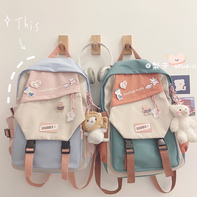 Fozens schoolbag students high school contrast color large-capacity girl ulzzang new junior high school backpack ins backpack