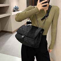 French small crowdsourced lazy wind Grand Bauer Satchel Satchel with large capacity 2021 net red magenta chain single shoulder bag genuine leather