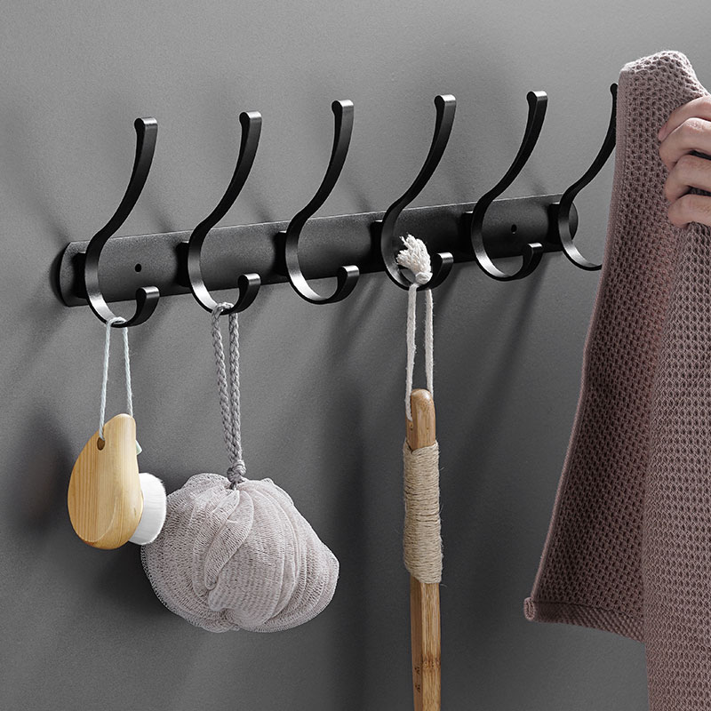 Wall-mounted aluminum hook Space aluminum door rear toilet hook Hook Clothing Hook Clothes Hanger Clothe Hood Hook Clothing Hook Free Of Punch
