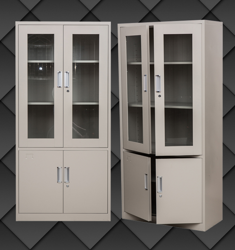 Nội thất Jiemai văn phòng Thâm Quyến tủ kim loại tủ hai cánh cửa sắt tủ hồ sơ màu xám trắng hiện đại tủ sách