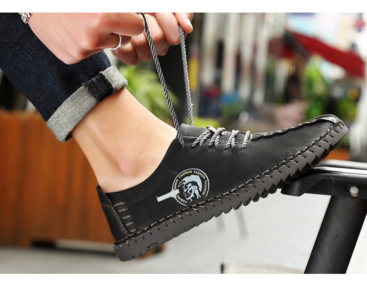PINSV Nubuck Sepatu Kulit Pria Mata Kaki Bulat Potongan 