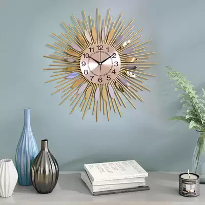 Nordic light luxury clock living room wall clock creative fashion atmosphere American personality Art simple decorative sun clock