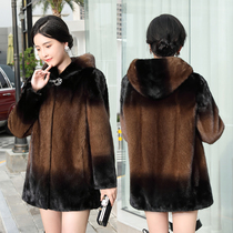 2021 new imported velvet whole Marten coat hooded long fur mink warm fit