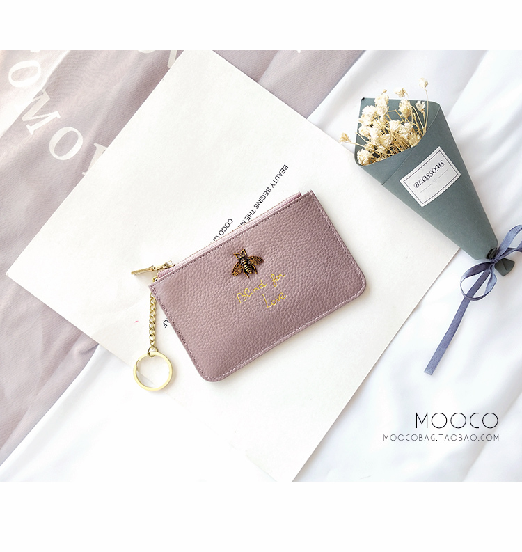 Little bee siêu mỏng lớp trên cùng bằng da khóa kéo ngắn 2019 ví da nữ ví tiền xu ví - Ví tiền ví đứng nam