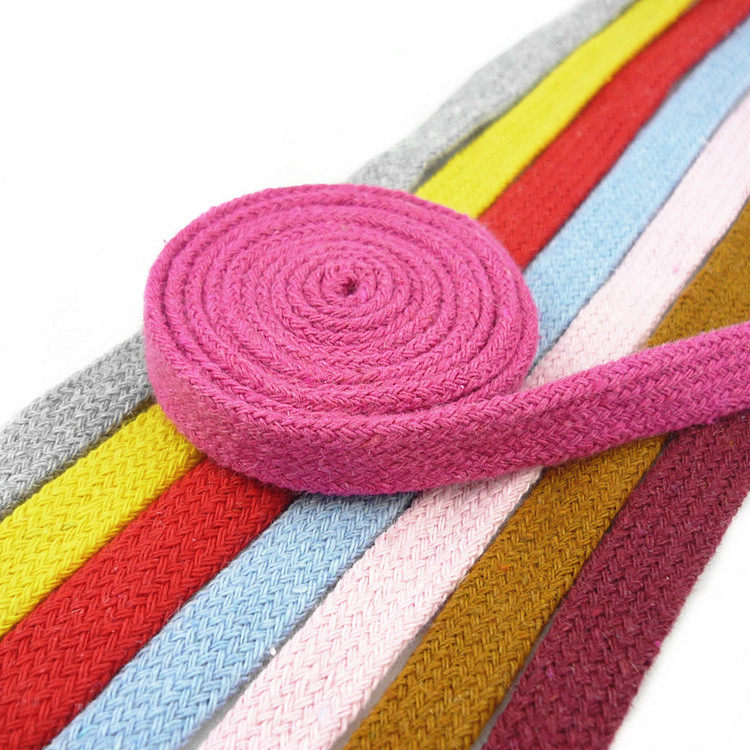 1 2cm flat hollow cotton rope 12mm herringbone cotton flat rope down clothing sweatshirt cloak pants with belt rope