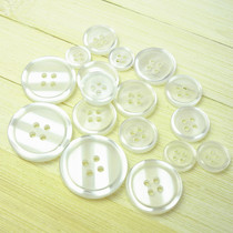 Transparent pearlescent white buttons resin buttons coat suit chiffon shirt shirt collar fur collar button four-eye thin edge