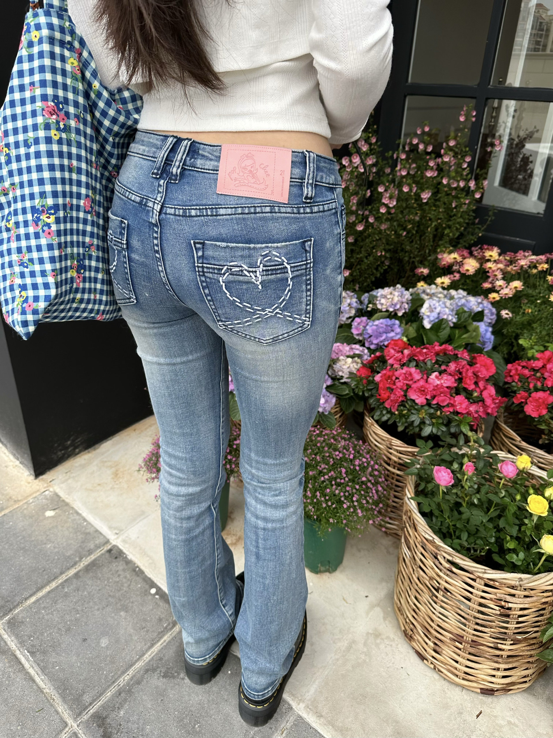 Оригинальные popchee｜Версия небесно-голубая Сейлор Мун｜Высокая эластичность микро-клеш! Сердечки на заднем кармане