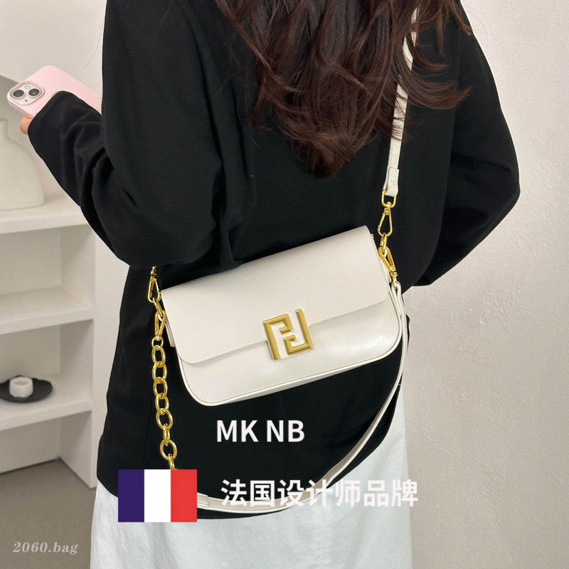 French Niche Brand Mk Nb Genuine Leather Women's Bag 2026 Summer New Model Daily Commuting Shoulder Crossbody Handbag Small Square Bag