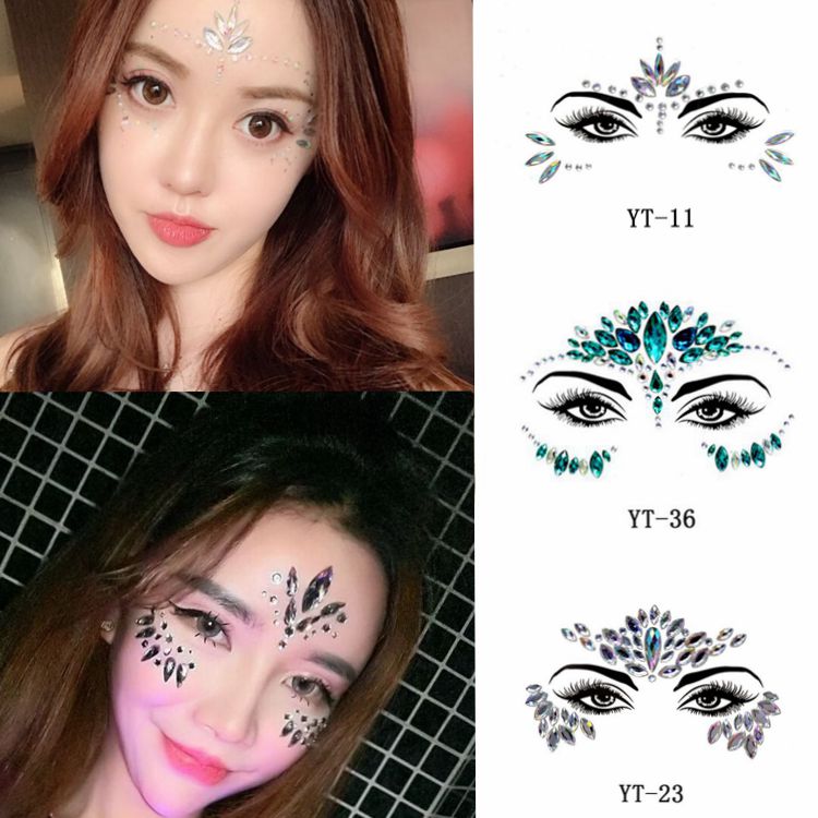 New trend acrylic diamond stickers Rhinestone brow stickers face stickers white color diamond face stickers