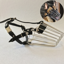 Horse dog special mouth halter layer cowhide stainless steel accessories German shepherd horse dog pointed mouth dog mask muzzle anti-bite