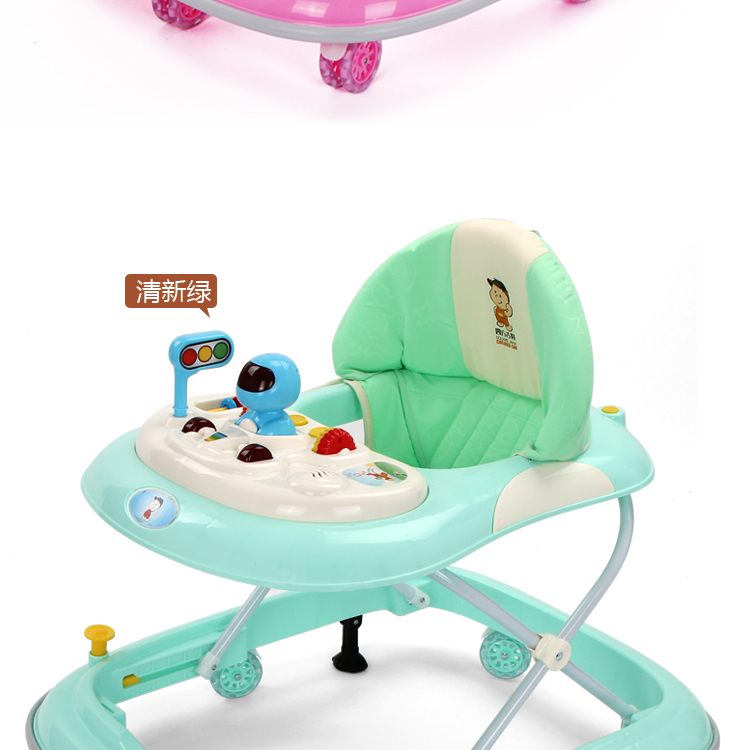 Bé sơ sinh con toddler walker 6 7-18 tháng đa chức năng chống rollover đẩy có thể ngồi với âm nhạc phanh