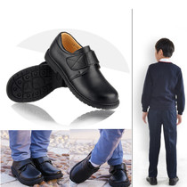 Shenzhen Primary School Unified School Shoe Gown flag-raising match for mens middle school students black small leather shoes round head