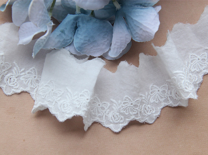 D25 cotton fabric lace lace embroidered lace accessories Rose bow tie clothing window fabric lace with lace width 4cm
