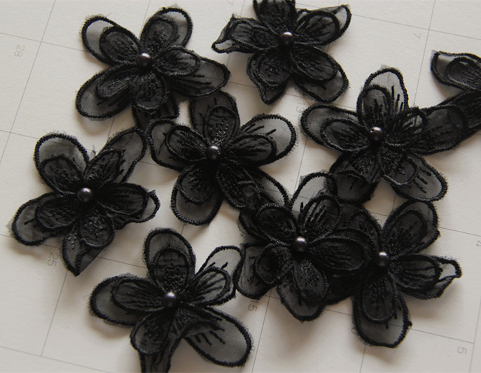 Wedding accessories lace lace floral lace black double layer petal flower headwear accessories Accessories Flowers diameter 5 5cm