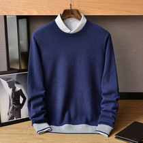 2020 autumn and winter New 100% cashmere sweater mens round neck color color long sleeve sweater business leisure pure cashmere sweater