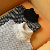 2020 Autumn and Winter new high collar pure cashmere sweater male youth vitality loose pullover lapel neck sweater 100% cashmere