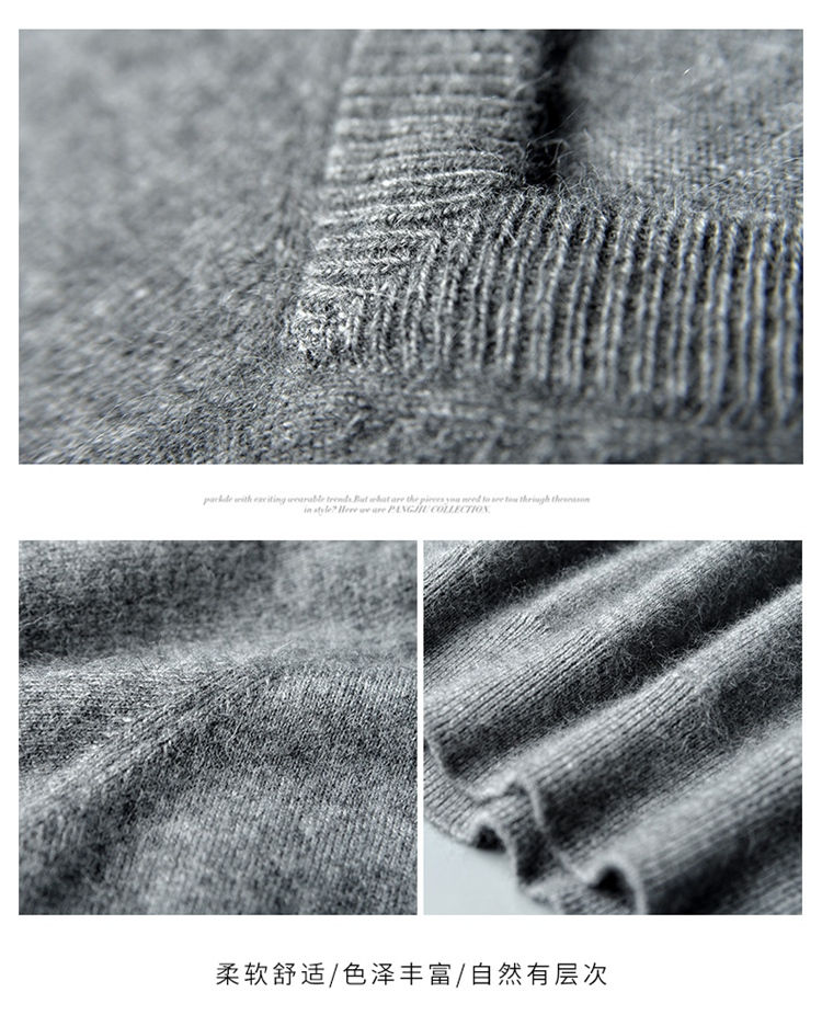 Mùa thu và mùa đông áo len cashmere nguyên chất nam thanh niên cổ áo V cổ gà kinh doanh áo len mỏng áo cổ lọ nam