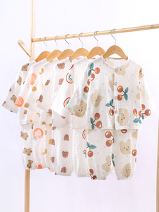 薄款纯棉夏季宝宝长袖空调服睡衣