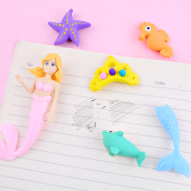 Childrens eraser creative cartoon cute modeling three-dimensional mermaid princess pony portrait primary school students