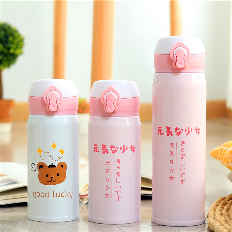 Simple Japanese Harajuku 304 thermos cup girl heart ins water cup female students cute fresh Korean version of literary cup