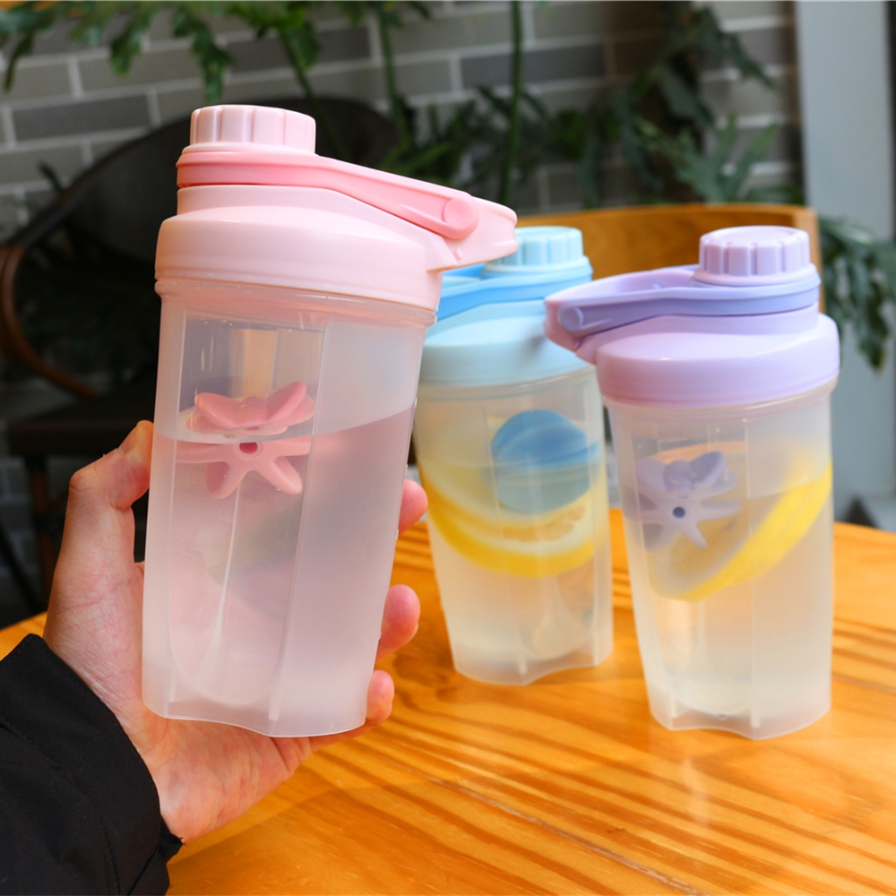 Simple net red shake cup female portable fitness cup plastic water cup scale milkshake cup sports protein shake powder cup