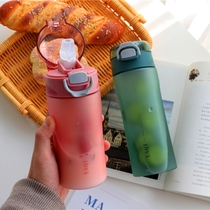 ins Wind straw water Cup girl Korean creative personality trend suction tube Cup adult fall-proof portable plastic cup