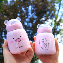 Cartoon thermos cup female students cute creative cute Cup 304 stainless steel Korean super cute portable big belly Cup