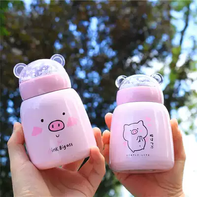 Cartoon thermos cup female students cute creative cute Cup 304 stainless steel Korean super cute portable belly Cup
