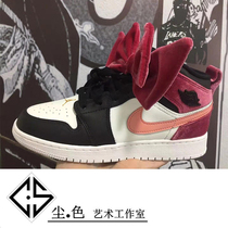 Sneakers custom graffiti hand-painted DIY fan silk satin with butterfly knot spray paint change color plus powder hook text pattern