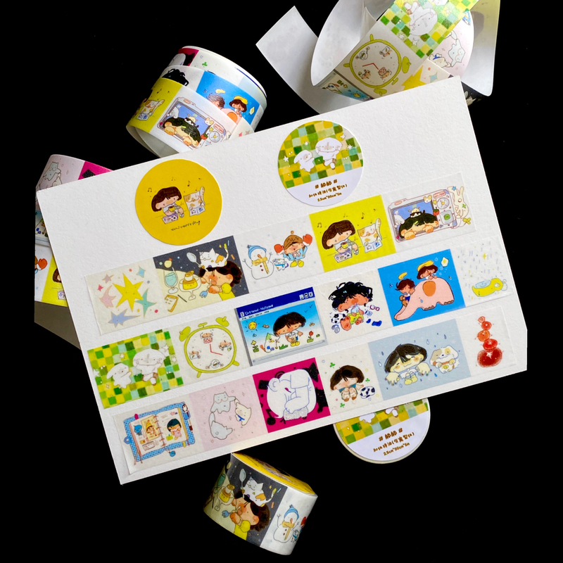 Japanese Washi Tape Unihug Non-Cut Film Tape Cute Retro Colorful Journal Collage Material