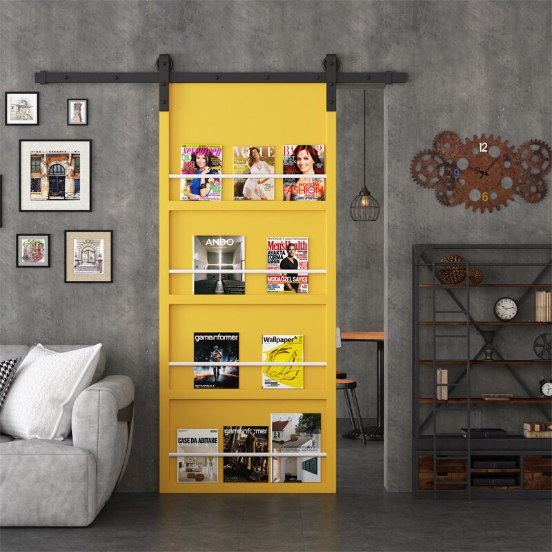 American iron art creative makeup room door Nordic net red bookcase barn door hanging wheel moving door dining room kitchen Ramen