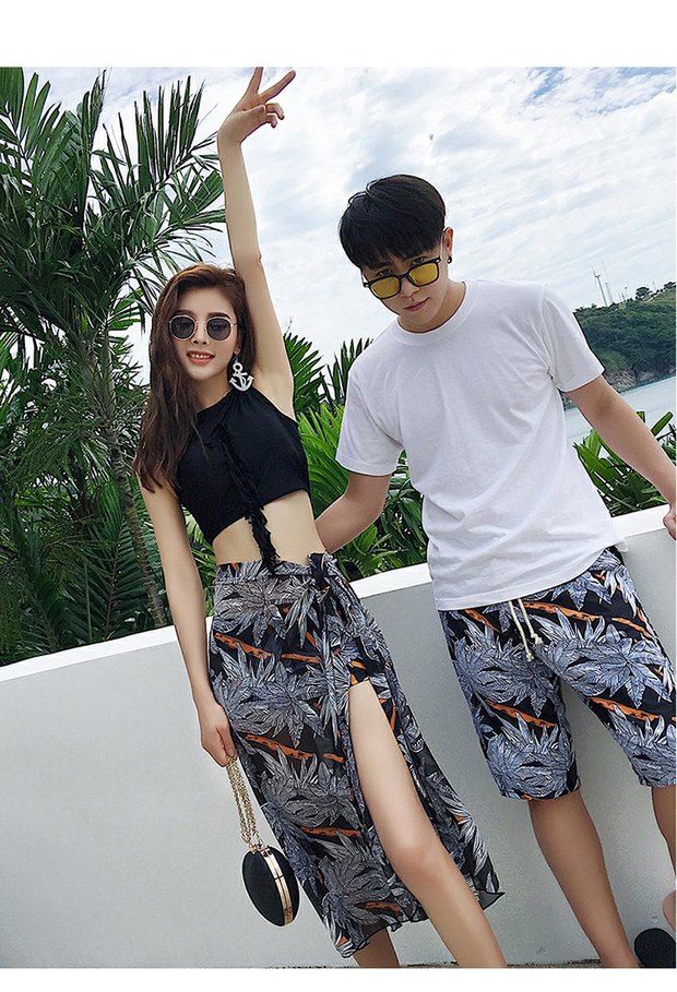 Đầm suông đôi áo tắm chia đôi giảm béo ba mảnh nam mùa xuân thường mặc quần đi biển 	đồ đôi đi biển cho mẹ và bé	