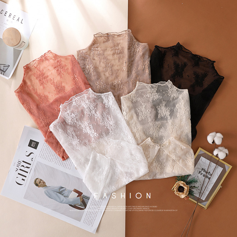 Spring and Autumn New High-End Lace Base Shirt for Women 2021 Popular Tight-Fitting Long-Sleeve Mesh Top Sexy Inner Layer Blouse Spring and Autumn New High-End Lace Base Shirt for Women 2021 Popular Tight-Fitting Long-Sleeve Mesh Top Sexy Inner Layer Blouse