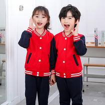 Red Kindergarten Garden Uniforms Spring Autumn Suit Elementary School Uniforms Elementary School Uniforms Pure Cotton Class Uniform and small school clothes Custom Two sets