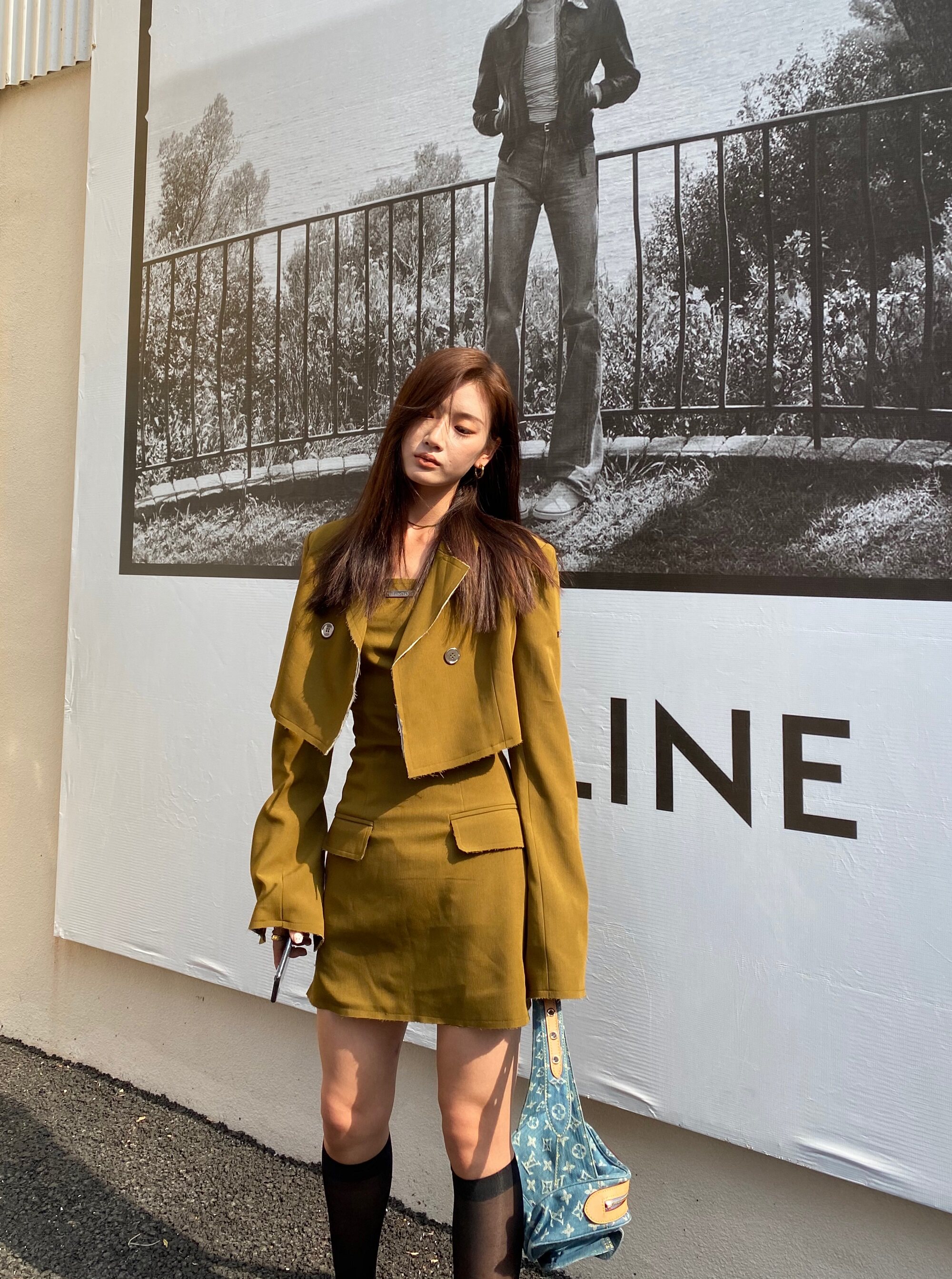 (La lune Du Ciel) LLDC original design Early spring advanced mustard green small crowdsourced short coat-Taobao