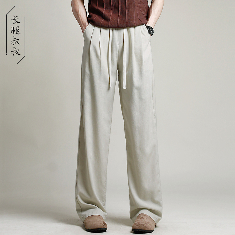 Long-Legged Uncle Tall Men's Extra-Long Pants Summer Thin Style Extra-Long Tencel Linen Casual Pants Extra-Long Men's Pants