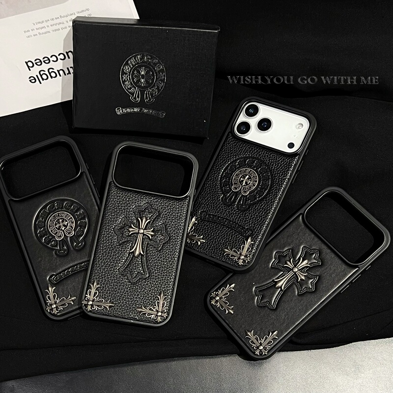 Crowe Brand Suitable for iPhone 18, Apple 17, Leather High-End Luxury European and American Cross Phone Case, 16 Pro Max Dark Luxury Metal Accessories Genuine Leather Cover, 15 European and American Case New