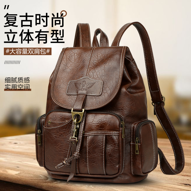 Hong Kong Style Retro Backpack for Women 2025 New Trendy Internet Celebrity Hook Fashion Versatile Casual Travel Backpack