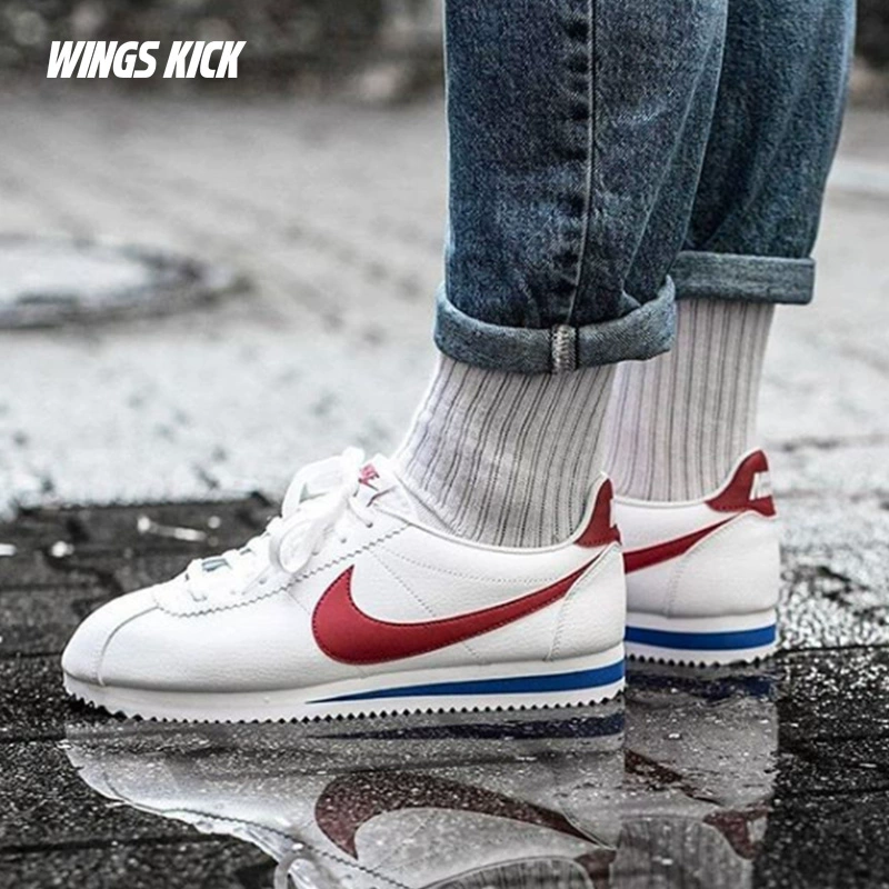 NIKE / Nike Cortez dành cho nữ Retro Classic Forrest Gump Giày trắng Giày thường 807471 - Dép / giày thường