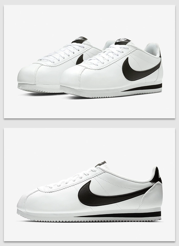 NIKE / Nike Cortez dành cho nữ Retro Classic Forrest Gump Giày trắng Giày thường 807471 - Dép / giày thường