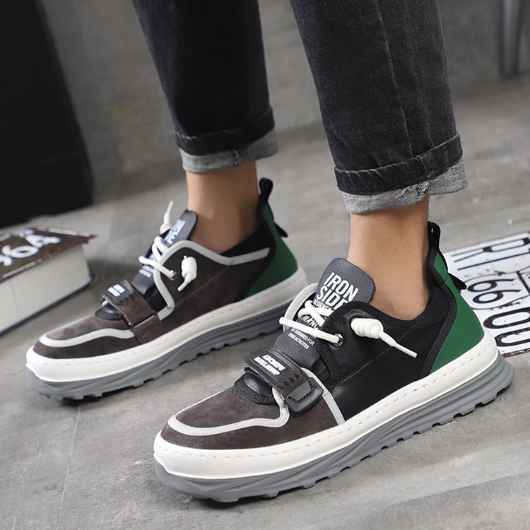 European station men's shoes 2021 autumn new leather youth shoes casual shoes all-match trend student shoes clown shoes