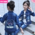 2019 trẻ em mùa thu 5 cô gái denim phù hợp với 6 phiên bản Hàn Quốc của cô gái nhỏ tay dài giản dị hai mảnh thời trang đại dương váy đầm trẻ em 13 tuổi Phù hợp với trẻ em