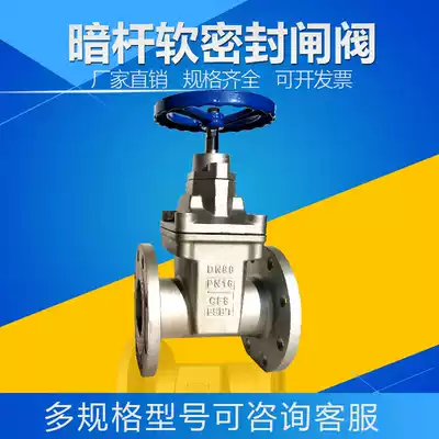 304 stainless steel soft seal flange dark rod gate valve Z45X-16P10 16P tap water gate valve DN50 300