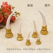 Thai craft card hem Item tooth resin on four sides Beautifully Supplied table Table Carved Flowers Pure White Gold Bottom