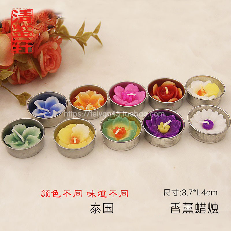 Thai featured Buddhist hand craftsmanship special characteristic candle flower wax engraving lotus with scented lavender for the table