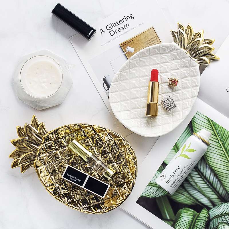 Ceramic pineapple plate ins jewelry accessories dessert food photography ornaments cosmetics photo props decorations