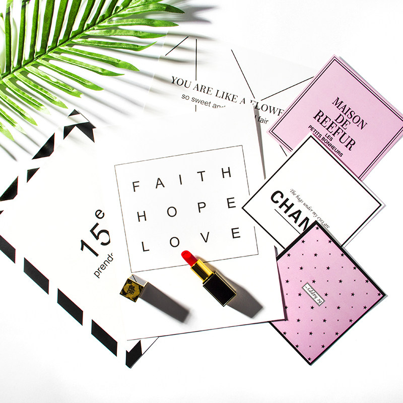 Photo card props ins style English letters simple Japanese and Korean style black and white plaid shooting background card paper ornaments