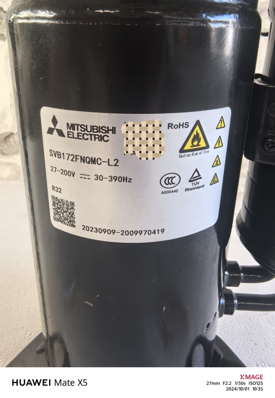 Mitsubishi Svb172Fnqmc-L2/3 Hp Inverter Air Conditioner Compressor R32 Mitsubishi Svb172Fnqmc-L2/3 Hp Inverter Air Conditioner Compressor R32