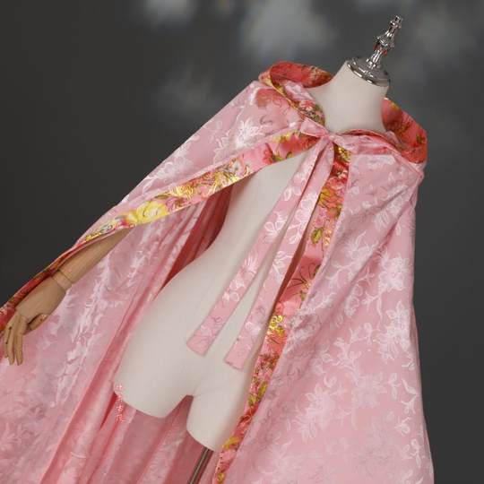 挽秀古风披风黑红粉白宝蓝提花棉大摆汉服配件春秋斗篷外套百搭国